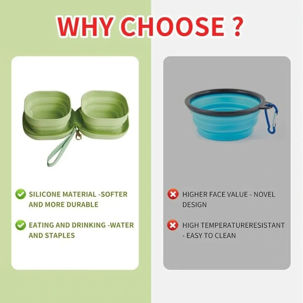 Travel Twin Pet Bowls for Cats or Dogs